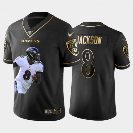 Baltimore Ravens #8 Lamar Jackson Nike Team Hero 1 Vapor Limited NFL 100 Jersey Black Golden