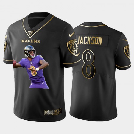 Baltimore Ravens #8 Lamar Jackson Nike Team Hero 2 Vapor Limited NFL 100 Jersey Black Golden