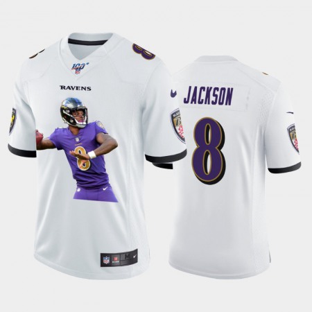 Baltimore Ravens #8 Lamar Jackson Nike Team Hero 2 Vapor Limited NFL 100 Jersey White