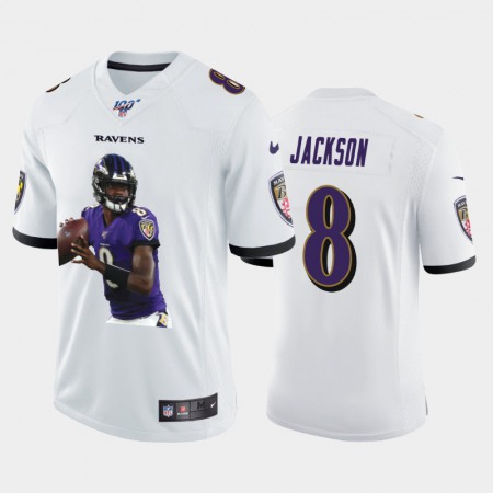 Baltimore Ravens #8 Lamar Jackson Nike Team Hero 4 Vapor Limited NFL 100 Jersey White