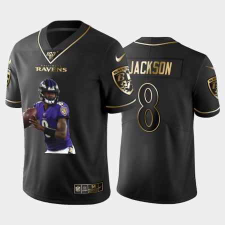 Baltimore Ravens #8 Lamar Jackson Nike Team Hero 5 Vapor Limited NFL 100 Jersey Black Golden