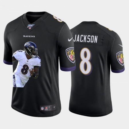 Baltimore Ravens #8 Lamar Jackson Nike Team Hero 6 Vapor Limited NFL 100 Jersey Black