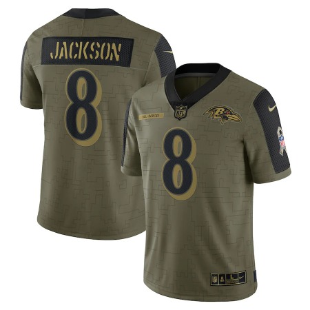 Baltimore Ravens #8 Lamar Jackson Olive Nike 2021 Salute To Service Limited Player Jersey