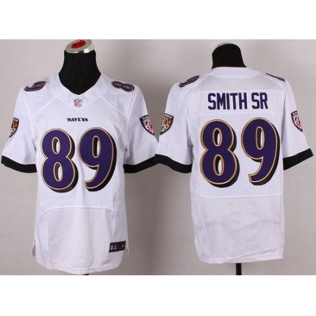 Nike Ravens #89 Steve Smith White Men's Stitched NFL New Elite Jersey