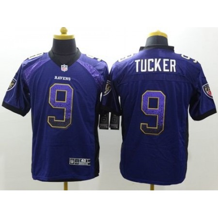 Nike Ravens #9 Justin Tucker Purple Team Color Men's Stitched NFL Elite Drift Fashion Jersey