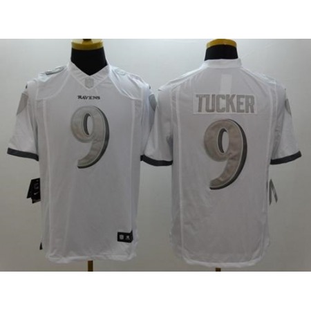 Nike Ravens #9 Justin Tucker White Men's Stitched NFL Limited Platinum Jersey