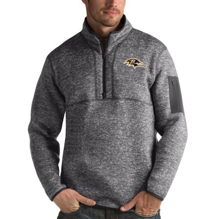 Baltimore Ravens Antigua Fortune Quarter-Zip Pullover Jacket Charcoal