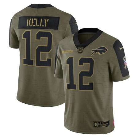 Buffalo Bills #12 Jim Kelly Olive Nike 2021 Salute To Service Limited Player Jersey
