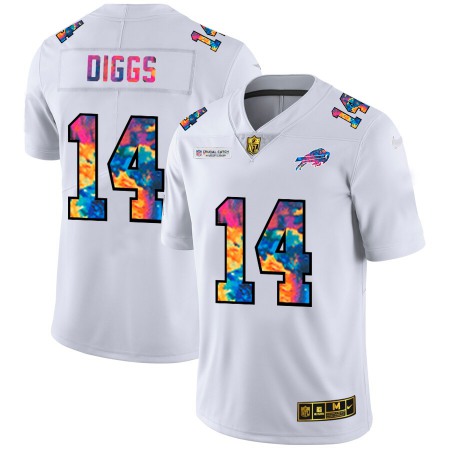 Buffalo Bills #14 Stefon Diggs Men's White Nike Multi-Color 2020 NFL Crucial Catch Limited NFL Jersey