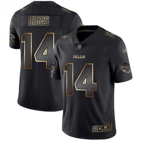 Nike Bills #14 Stefon Diggs Black/Gold Men's Stitched NFL Vapor Untouchable Limited Jersey