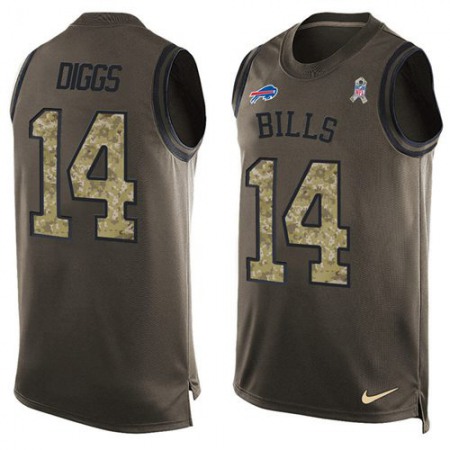 Nike Bills #14 Stefon Diggs Green Men's Stitched NFL Limited Salute To Service Tank Top Jersey