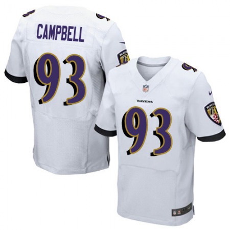 Nike Ravens #93 Calais Campbell White Men's Stitched NFL New Elite Jersey