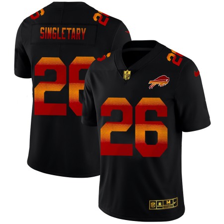 Buffalo Bills #26 Devin Singletary Men's Black Nike Red Orange Stripe Vapor Limited NFL Jersey