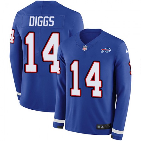 Nike Bills #14 Stefon Diggs Royal Blue Team Color Men's Stitched NFL Limited Therma Long Sleeve Jersey