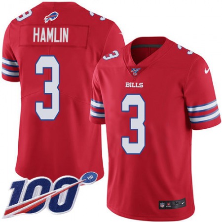 Nike Bills #3 Damar Hamlin Red Men's Stitched NFL Limited Rush 100th Season Jersey