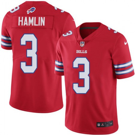 Nike Bills #3 Damar Hamlin Red Men's Stitched NFL Limited Rush Jersey