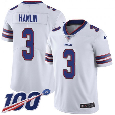 Nike Bills #3 Damar Hamlin White Men's Stitched NFL 100th Season Vapor Limited Jersey