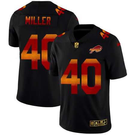 Buffalo Bills #40 Von Miller Men's Black Nike Red Orange Stripe Vapor Limited NFL Jersey