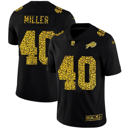 Buffalo Bills #40 Von Miller Men's Nike Leopard Print Fashion Vapor Limited NFL Jersey Black