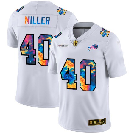 Buffalo Bills #40 Von Miller Men's White Nike Multi-Color 2020 NFL Crucial Catch Limited NFL Jersey