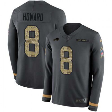 Buffalo Bills #8 O. J. Howard Anthracite Salute to Service Men's Stitched NFL Limited Therma Long Sleeve Jersey
