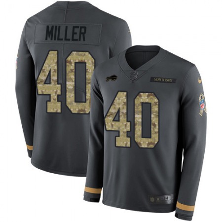 Nike Bills #40 Von Miller Anthracite Salute to Service Men's Stitched NFL Limited Therma Long Sleeve Jersey