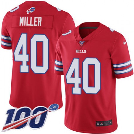 Nike Bills #40 Von Miller Red Men's Stitched NFL Limited Rush 100th Season Jersey