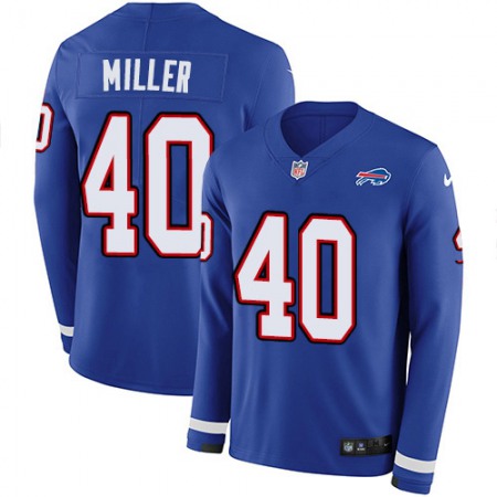 Nike Bills #40 Von Miller Royal Blue Team Color Men's Stitched NFL Limited Therma Long Sleeve Jersey