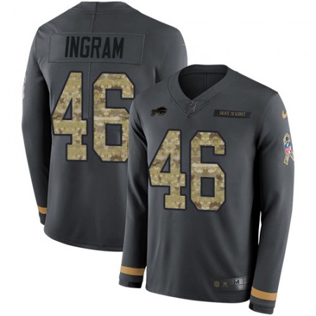 Nike Bills #46 Ja'Marcus Ingram Anthracite Salute to Service Men's Stitched NFL Limited Therma Long Sleeve Jersey