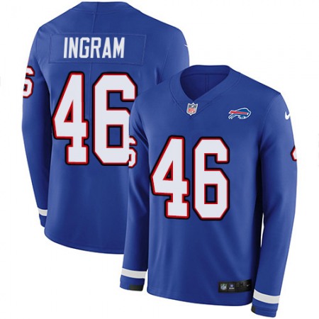 Nike Bills #46 Ja'Marcus Ingram Royal Blue Team Color Men's Stitched NFL Limited Therma Long Sleeve Jersey