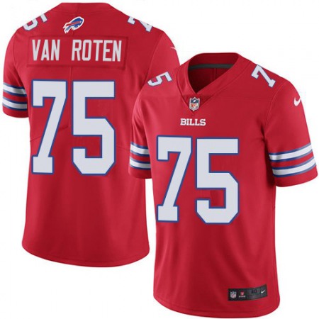 Nike Bills #75 Greg Van Roten Red Men's Stitched NFL Limited Rush Jersey