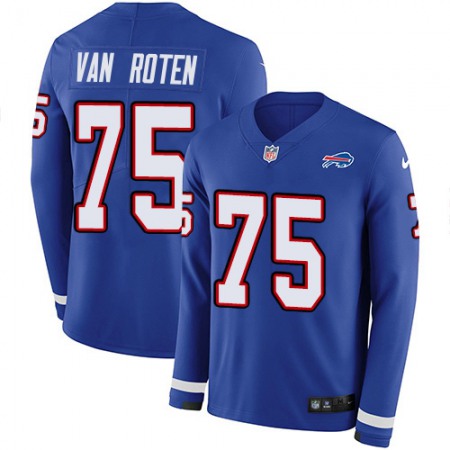 Nike Bills #75 Greg Van Roten Royal Blue Team Color Men's Stitched NFL Limited Therma Long Sleeve Jersey