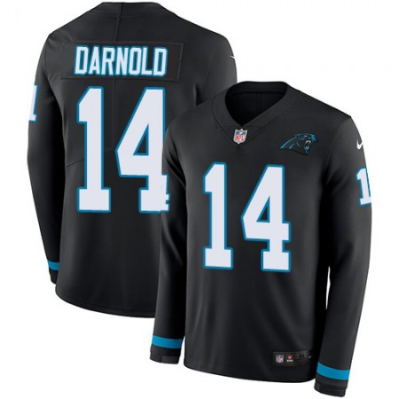 Nike Panthers #14 Sam Darnold Black Team Color Men's Stitched NFL Limited Therma Long Sleeve Jersey