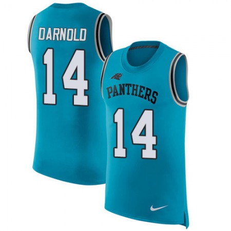 Nike Panthers #14 Sam Darnold Blue Alternate Men's Stitched NFL Limited Rush Tank Top Jersey