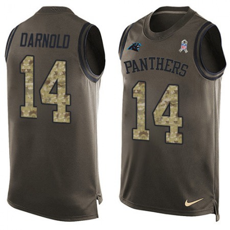 Nike Panthers #14 Sam Darnold Green Men's Stitched NFL Limited Salute To Service Tank Top Jersey