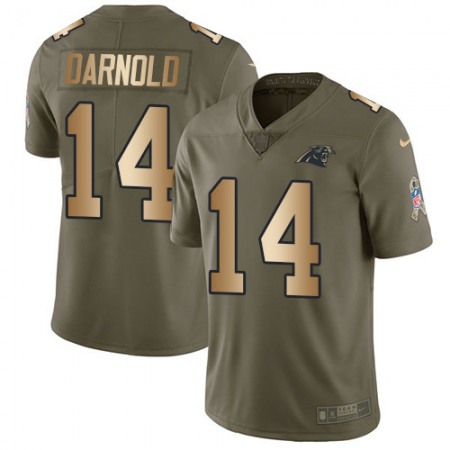 Nike Panthers #14 Sam Darnold Olive/Gold Men's Stitched NFL Limited 2017 Salute To Service Jersey