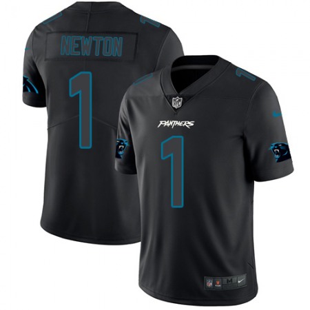 Nike Panthers #1 Cam Newton Black Men's Stitched NFL Limited Rush Impact Jersey