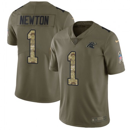 Nike Panthers #1 Cam Newton Olive/Camo Men's Stitched NFL Limited 2017 Salute To Service Jersey