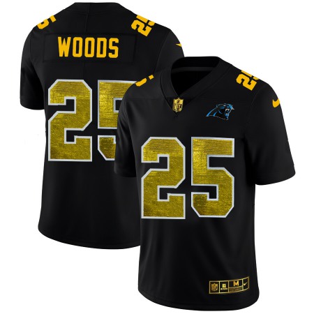 Carolina Panthers #25 Xavier Woods Men's Black Nike Golden Sequin Vapor Limited NFL Jersey