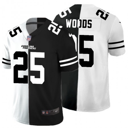 Carolina Panthers #25 Xavier Woods Men's Black V White Peace Split Nike Vapor Untouchable Limited NFL Jersey