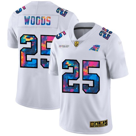 Carolina Panthers #25 Xavier Woods Men's White Nike Multi-Color 2020 NFL Crucial Catch Limited NFL Jersey