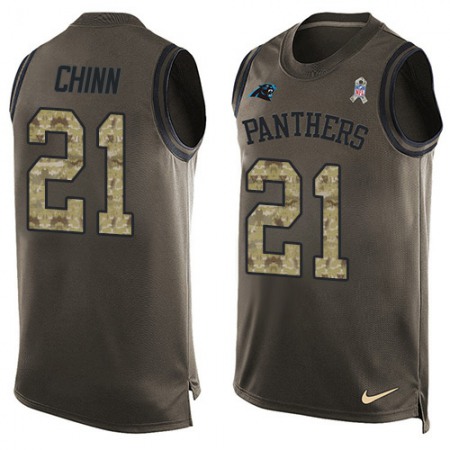 Nike Panthers #21 Jeremy Chinn Green Men's Stitched NFL Limited Salute To Service Tank Top Jersey