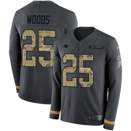 Nike Panthers #25 Xavier Woods Anthracite Salute to Service Men's Stitched NFL Limited Therma Long Sleeve Jersey