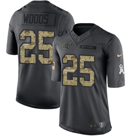 Nike Panthers #25 Xavier Woods Black Men's Stitched NFL Limited 2016 Salute to Service Jersey