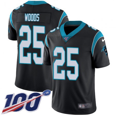 Nike Panthers #25 Xavier Woods Black Team Color Men's Stitched NFL 100th Season Vapor Untouchable Limited Jersey