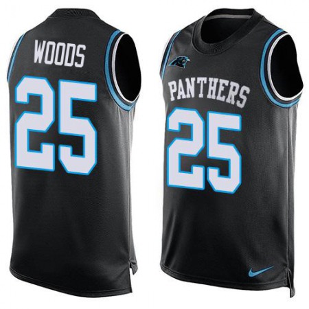 Nike Panthers #25 Xavier Woods Black Team Color Men's Stitched NFL Limited Tank Top Jersey