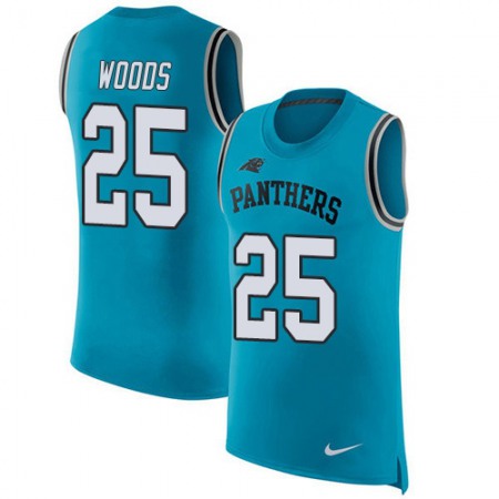 Nike Panthers #25 Xavier Woods Blue Alternate Men's Stitched NFL Limited Rush Tank Top Jersey