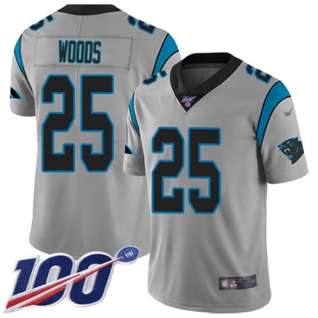 Nike Panthers #25 Xavier Woods Silver Men's Stitched NFL Limited Inverted Legend 100th Season Jersey