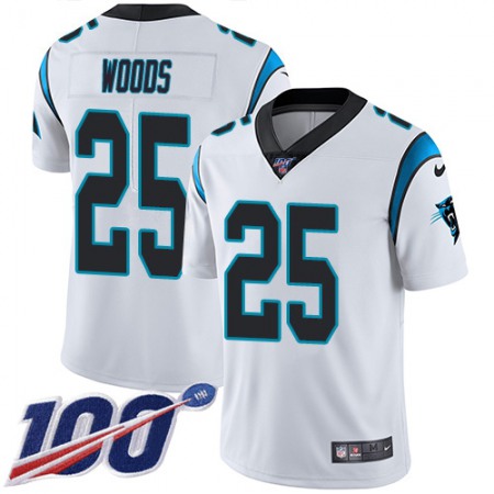 Nike Panthers #25 Xavier Woods White Men's Stitched NFL 100th Season Vapor Untouchable Limited Jersey