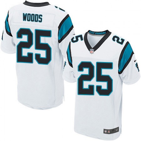 Nike Panthers #25 Xavier Woods White Men's Stitched NFL New Elite Jersey